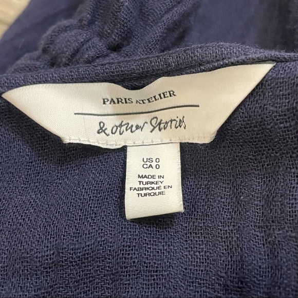 Paris Atelier & Other Stories Women’s Strappy Midi Dress Navy Blue Sz 0. - Picture 8 of 8